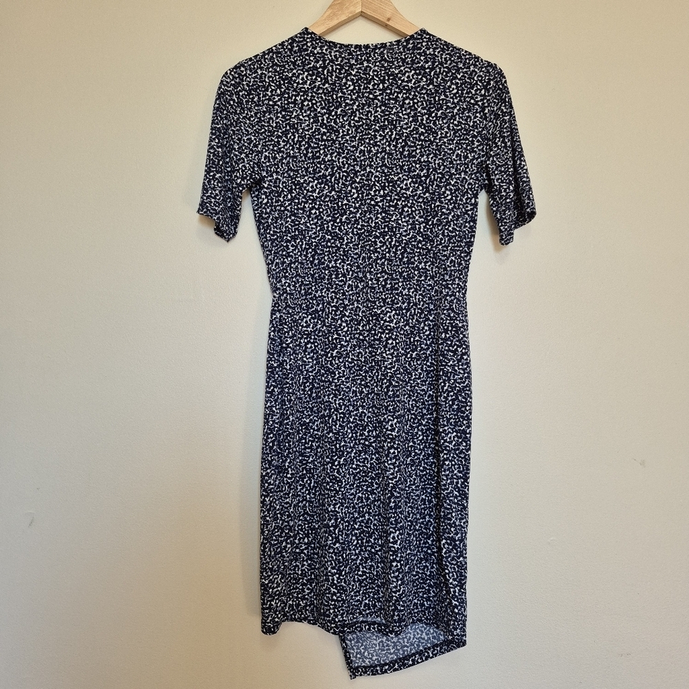 Banana Republic Women's Navy Print Faux Wrap Bodycon Dress Size XS - Picture 10 of 10
